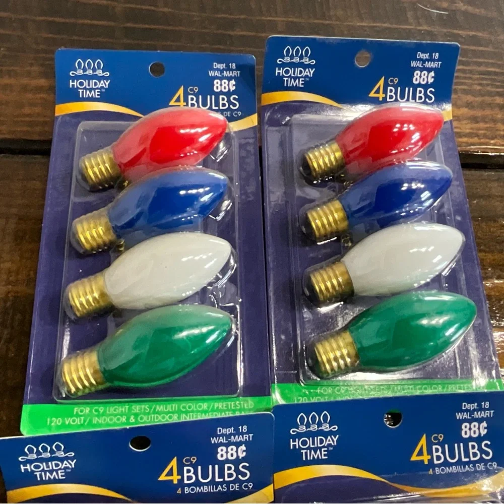 Vintage Lot of 4 Unopened Holiday Time Christmas Light Bulbs Multicolor C9